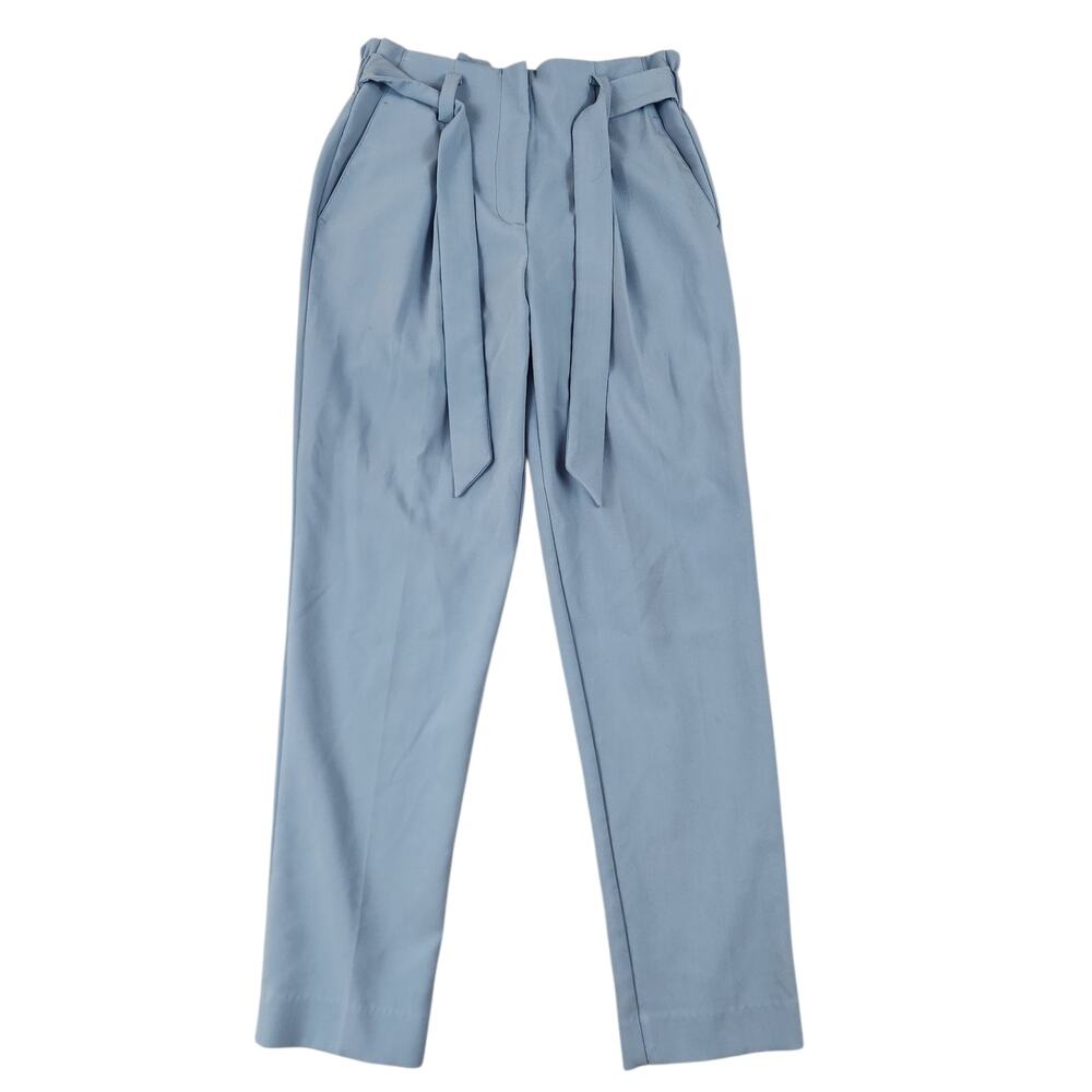 Vince Camuto tie belt pants sz 0 lightβ blue pleated tapered leg stretch